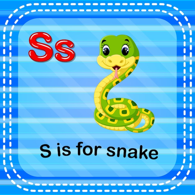 Vector flashcard letter s is for snake