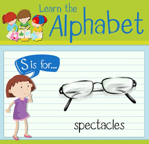 Flashcard letter S is for spectacles