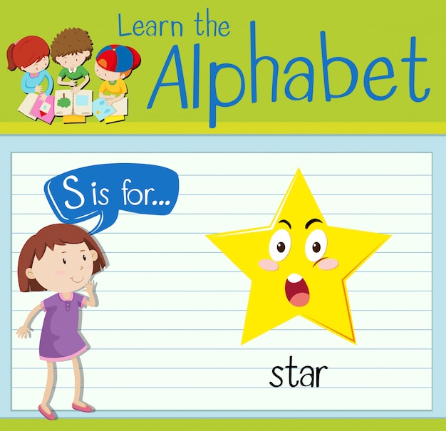 Flashcard letter S is for star