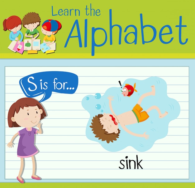 Flashcard letter S is voor sink