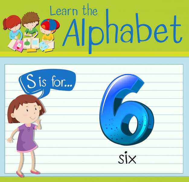 Flashcard letter S is voor zes