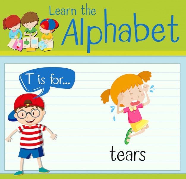 Vector flashcard letter t is for tears