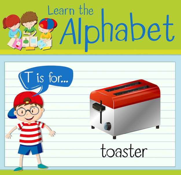 Vector flashcard letter t is for toaster