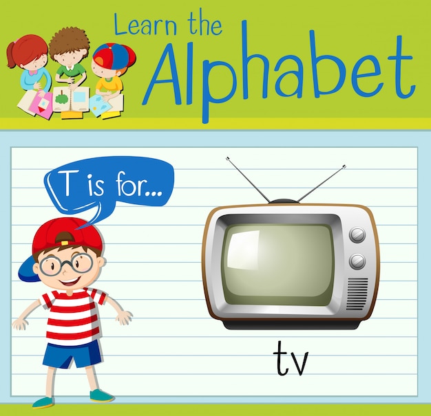 Flashcard letter T is for TV