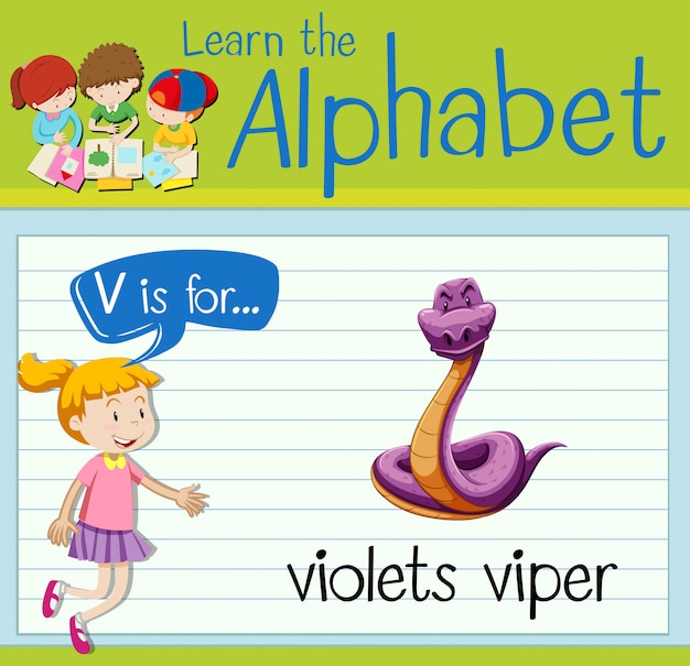 Vettore la lettera v di flashcard è per violette viper