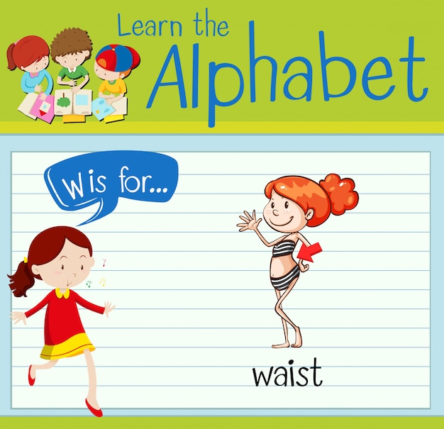 Flashcard letter W is for waist