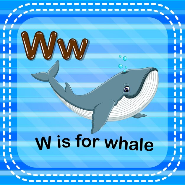 Flashcard letter w is for whale
