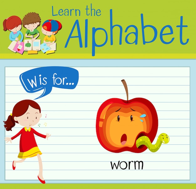 Flashcard letter w is for worm