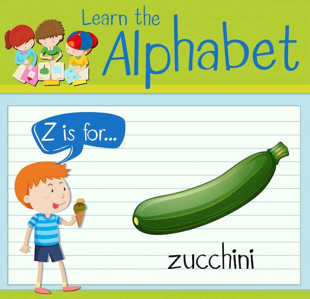 Vettore la lettera z di flashcard è per le zucchine