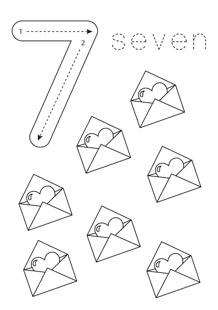 フラッシュカード番号 7 就学前のワークシート バレンタインデーのワークシート