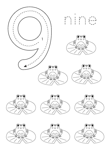 Флешкарта № 9 рабочий лист для дошкольников симпатичные мультяшные лягушки