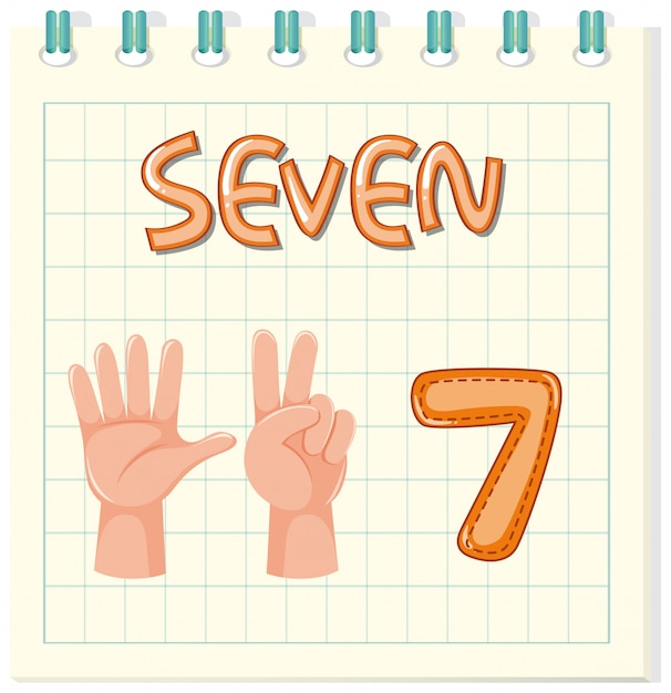 Flashcard  with number seven