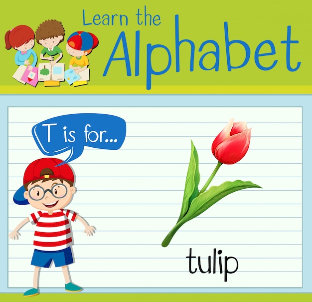 Flashcardletter T is voor tulp