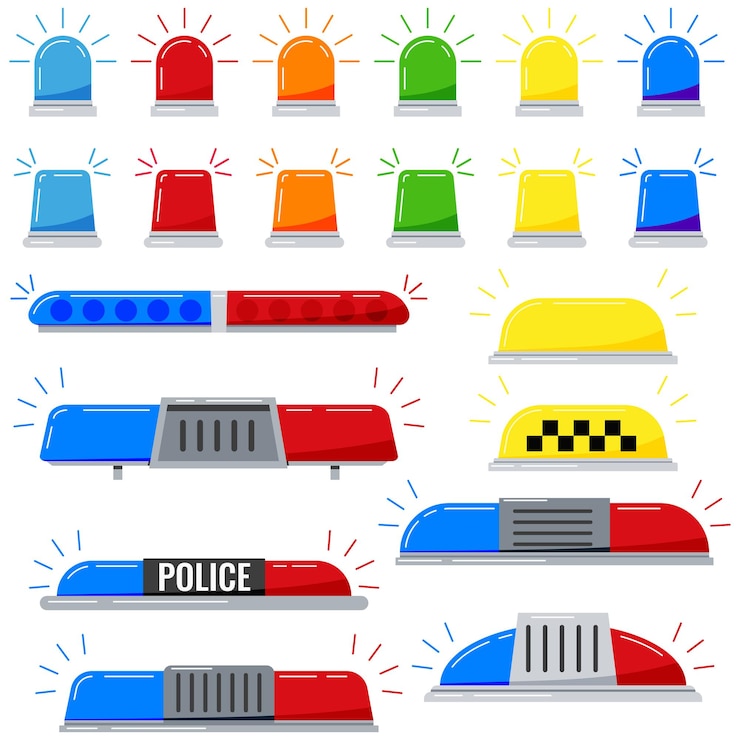 Vector flashers siren vector icon set isolated on white background