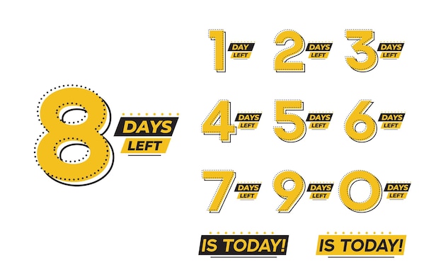 Flashing numbers of days left. stickers and banners timer pack.