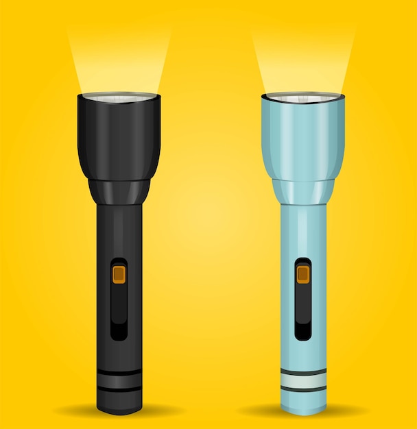 Flashlights on a yellow background