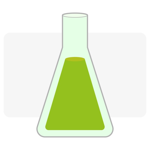 Колба с зеленой жидкостью. Медицинская икона. Векторная иллюстрация. Стоковое изображение.