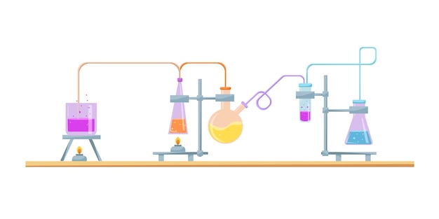 物質を含むフラスコ化学実験教育と科学の概念ベクトル漫画