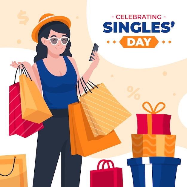 Vector flat 11.11 shopping day illustration