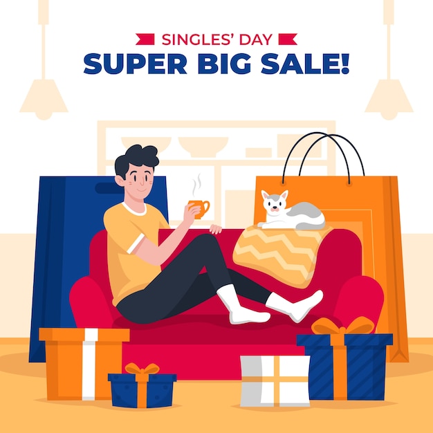 Vector flat 11.11 shopping day illustration