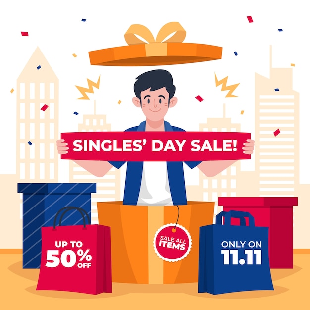 Vector flat 11.11 shopping day illustration