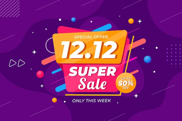 Vector flat 12.12 sale background