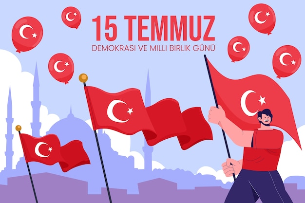 Vector flat 15 temmuz background