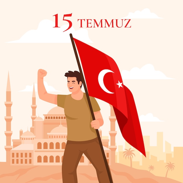 Vector flat 15 temmuz illustratie