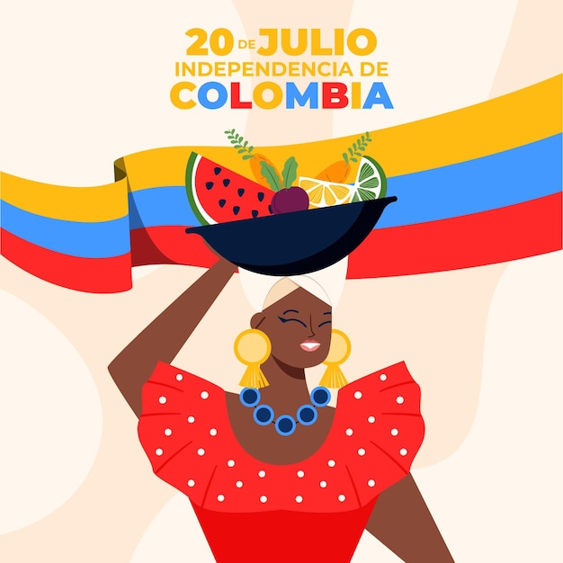 벡터 flat 20 de julio-independencia de colombia 일러스트레이션