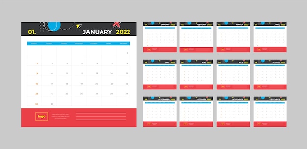 Vector flat 2022 calendar template