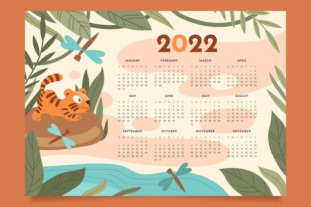 Flat 2022 calendar template