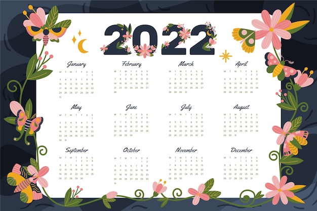 Modello di calendario piatto 2022