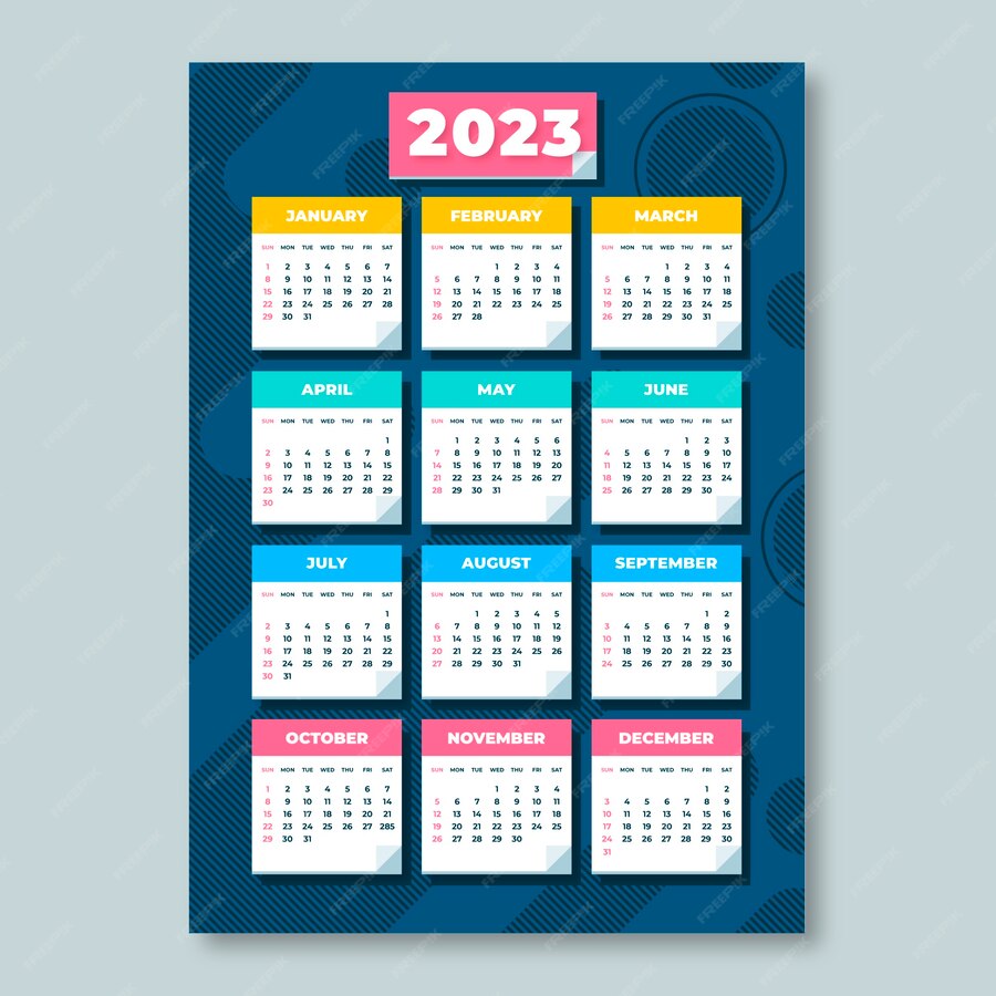 premium-vector-flat-2023-monthly-calendar-template-template