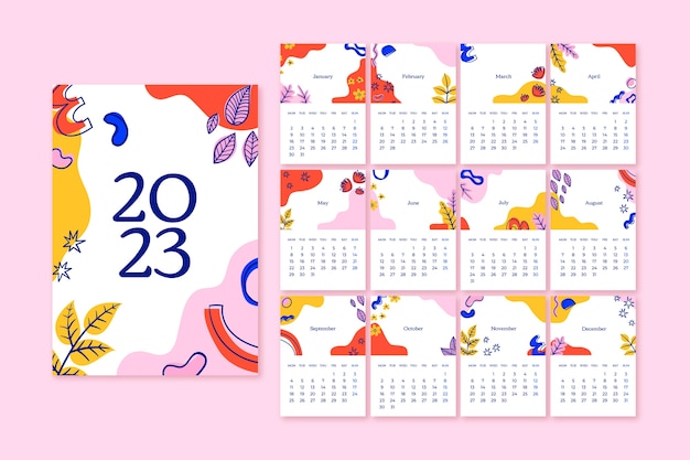 flat 2023 wall calendar template