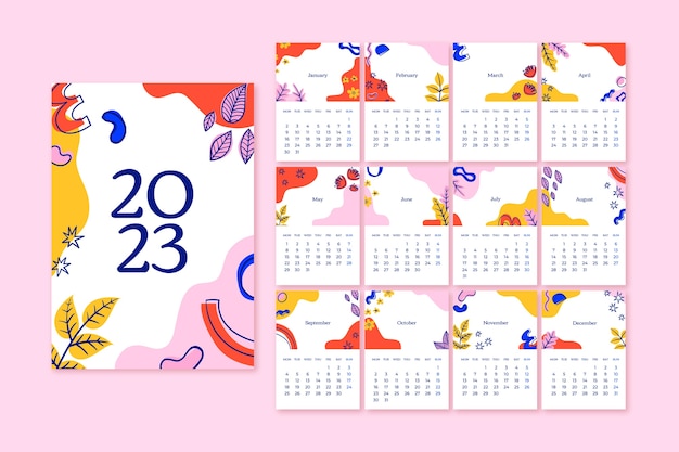 Flat 2023 wall calendar template