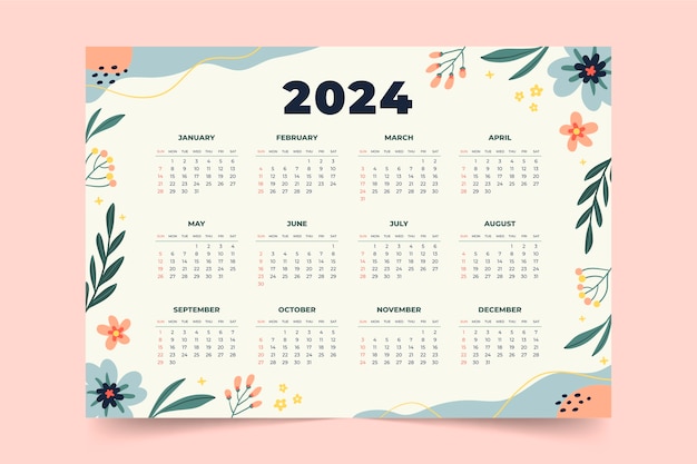 Modello di calendario piatto 2024