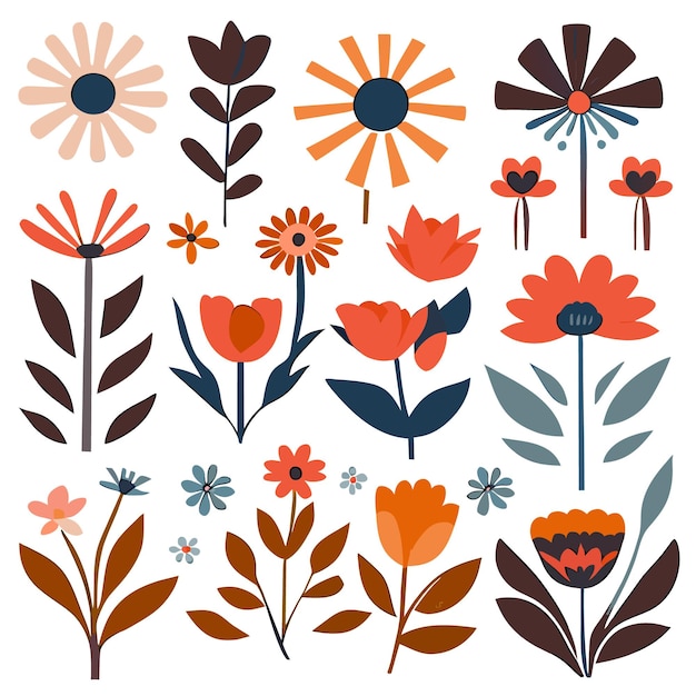 Flat 2D Botanical Elements for Designers