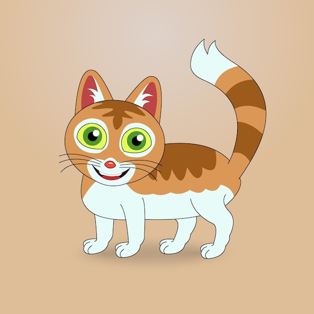 Flat 2d illustration of a cat cartoon style