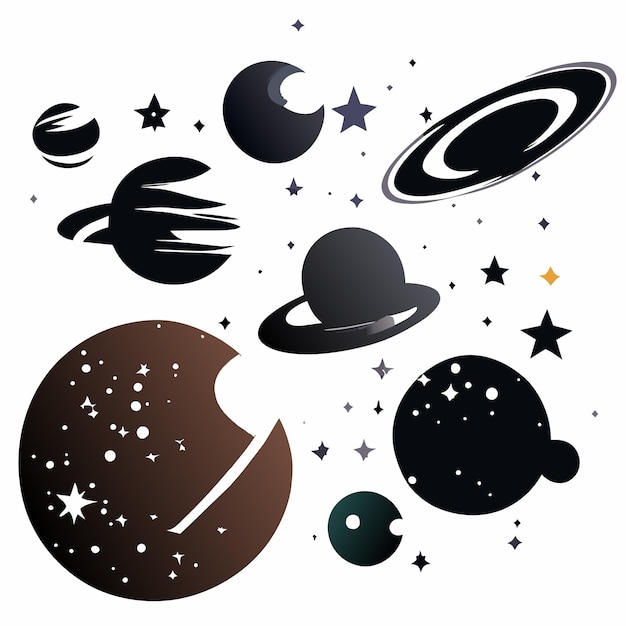 Vector flat 2d space icons for artistic expression