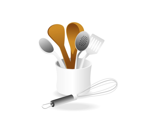 Vector flat 3d isometric illustration concept of kitchen utensil place