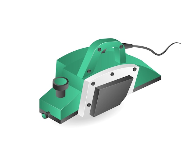 Flat 3d isometric illustration concept of wood planer machine