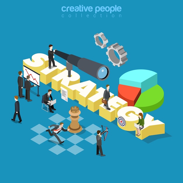 Flat 3d isometric style business corporate company