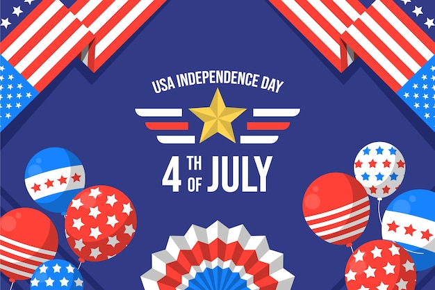 Vector flat 4th of july background with balloons