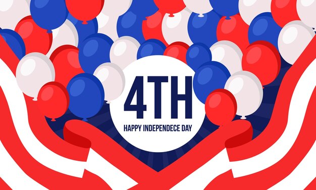 Flat 4th of july independence day balloons background