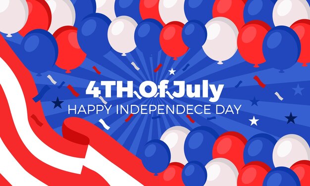 Flat 4th of july independence day balloons background