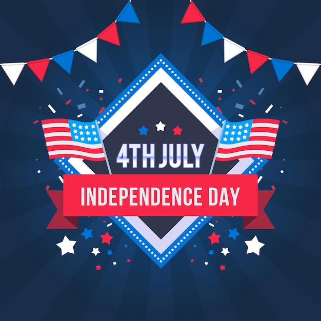 Vector flat 4th of july independence day illustration