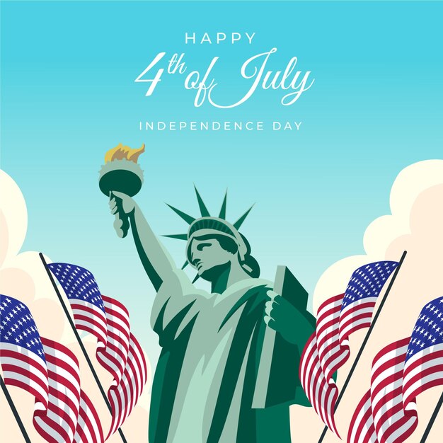 Vector flat 4th of july - independence day illustration