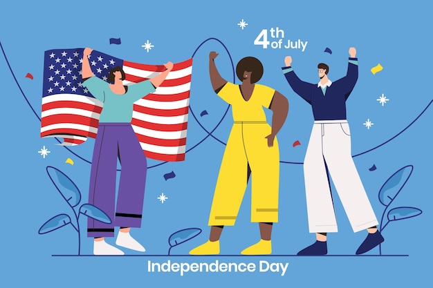 Vector flat 4th of july - independence day illustration