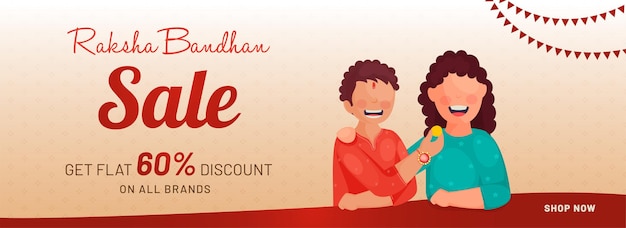 Offerta di sconto flat 60 per il design di intestazione o banner raksha bandhan.