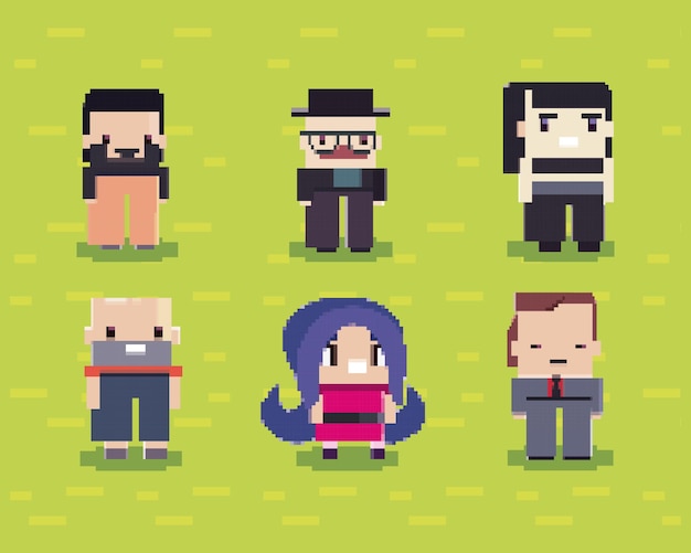 Comunità di persone a 8 bit piatta